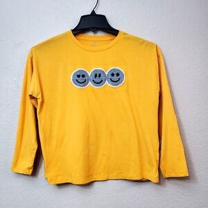 Wonder Nation Yellow Long Sleeve Yellow Shirt Embellished W/Smiley Faces ● Large